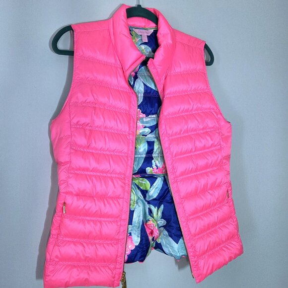 Lilly Pulitzer Jackets & Blazers - NWOT Lilly Pulitzer Pink Down Puffer Vest Size L